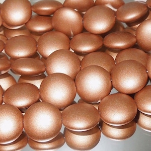 4 Pressed Czech Glass Lentil Beads- Satin Metallic Bronze- 14mm- Bastet&#39;s Beads
