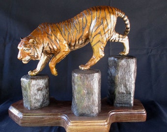 Water Tiger - Hand-painted Sculpture | Metallic Look | Home