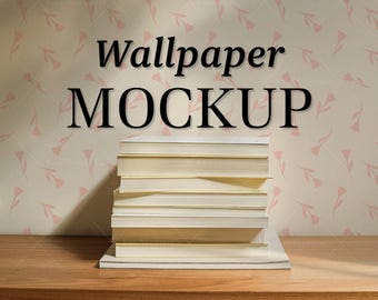 Real Photography Wallpaper Mockup | Book shelf | PSD Smart Object |Digital Download
