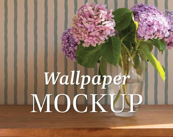 Real Photography PSD Wallpaper Mockup, Hydrangeas Entryway Table Cottage French Entryway Flowers Wallpaper