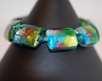 Lampwork Glass and Foil Bracelet