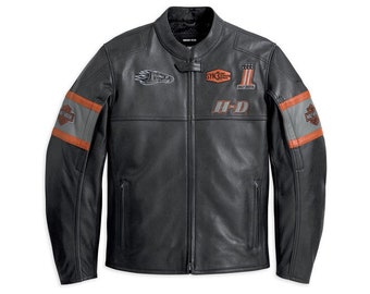 Veste H-Davidson Screaming Eagle |Vêtement d'extérieur moto en cuir véritable pour hommes| Veste tendance fabriquée à la main | Cadeau pour lui