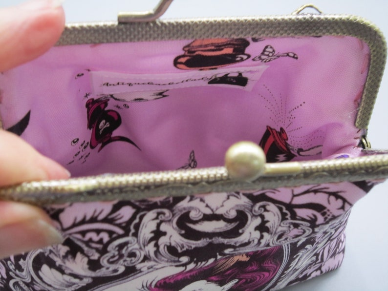 Tula Pink Nightshade Cameos Medium Kiss lock Snap Coin Purse, Cameo Snap Coin Purse, Snap Change Purse image 4