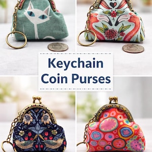 William Morris Fabric Coin Purse Keychain: Tiny Kiss Lock Change Purse