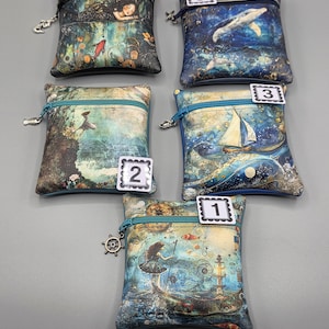 Nautical Coin Purse, Vinyl Coin Purse Mermaid Card Zip Wallet Vegan Leather Vinyl  Clutch Gift card pouch