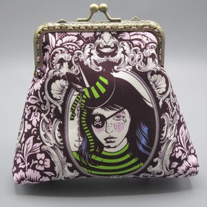 Tula Pink Nightshade Cameos Medium Kiss lock Snap Coin Purse, Cameo Snap Coin Purse, Snap Change Purse image 3