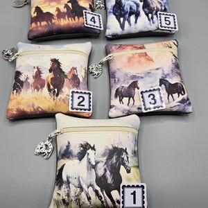 Horse Coin Purse Vinyl Coin Purse Card Zip Wallet Vegan Leather  Vinyl  Clutch Horse Gift card pouch Horse gift