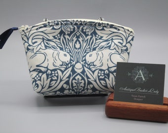 William Morris Standen  Brer Rabbit in Indigo Blue Small Clutch, Cosmetic Bag, Clutch, Purse, Essential Oil Case, William Morris Inspired