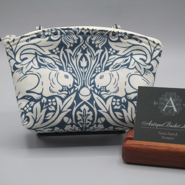 William Morris Standen  Brer Rabbit in Indigo Blue Small Clutch, Cosmetic Bag, Clutch, Purse, Essential Oil Case, William Morris Inspired