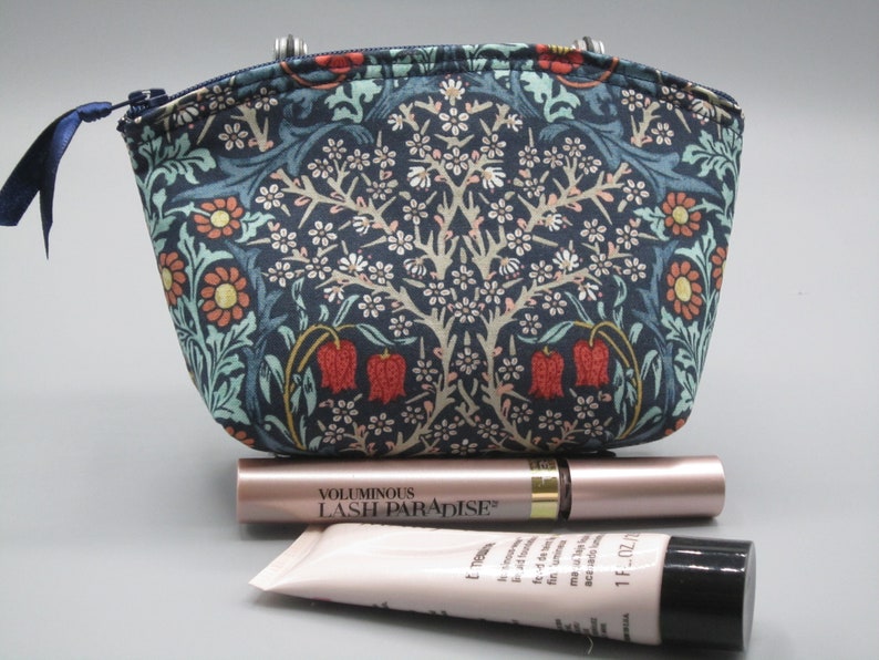 William Morris Inspired Granada Blackthorn Small Clutch, Cosmetic Bag, Clutch, Purse, Essential Oil Case image 2