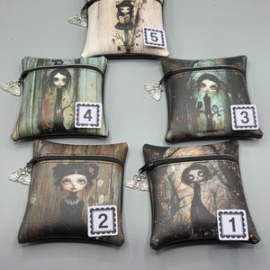 Monedero de vinilo para chica gótica, monedero con cremallera para chica fantasmal, cartera de mano de vinilo vegano de cuero para Halloween, bolsa para tarjetas de regalo, regalo para ella