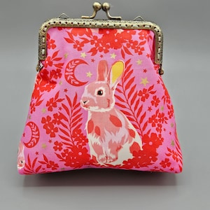 Besties Hop to It Tula Pink Medium Kiss lock Snap Coin Purse, Rabbit Snap Coin Purse, Bunny Snap Change Purse image 6