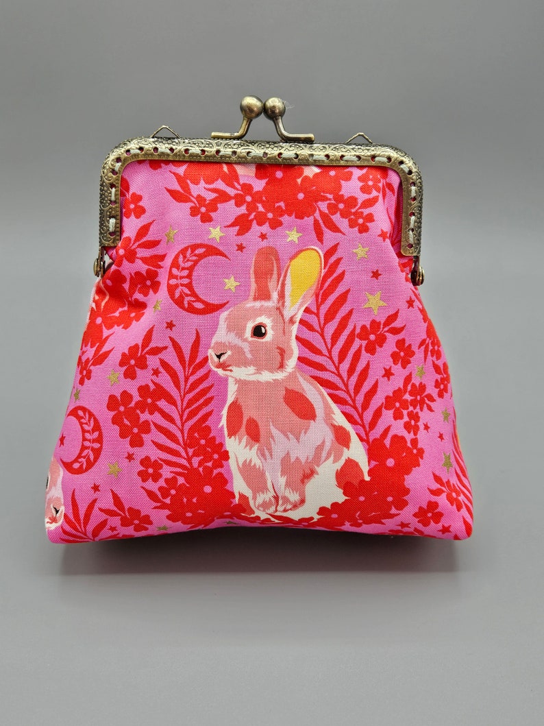 Besties Hop to It Tula Pink Medium Kiss lock Snap Coin Purse, Rabbit Snap Coin Purse, Bunny Snap Change Purse image 6