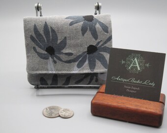 Linen Coneflower Mini Minimalist Wallet Adapted Noodlehead wallet, Slim Coneflower wallet, Coneflower Card holder
