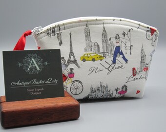 Travel Clutch,  Travel Cosmetic Bag, Small Travel Camera Bag Eiffel tower Essential Oil Case  Antiquebasketlady in White