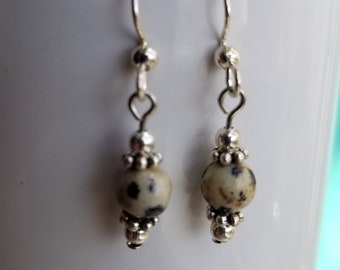 Dalmatian Jasper earrings, semi precious stone, dangle earrings, healing stones