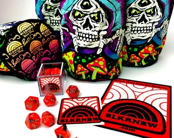 Boss Dog Shroom Reaper Dice bag kit Black light and Glow