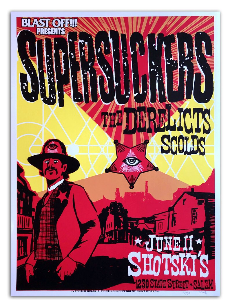 Supersuckers and Derelicts hand printed poster image 1