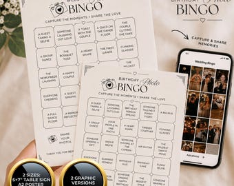 Photo Bingo Game Template, Wedding Game, Birthday Game, Party Games, Instant Download, Editable Canva Template