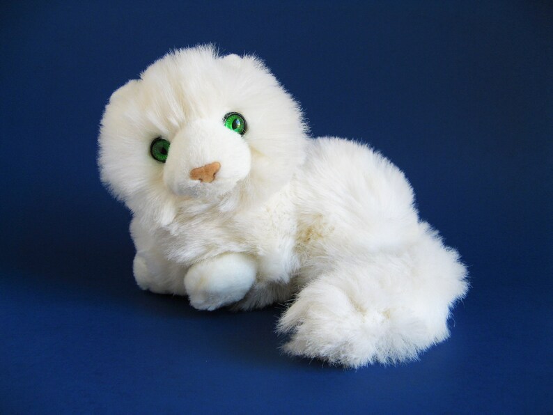 Small White Fluffy Cat Stuffed Animal Nikki Russ Berrie Etsy