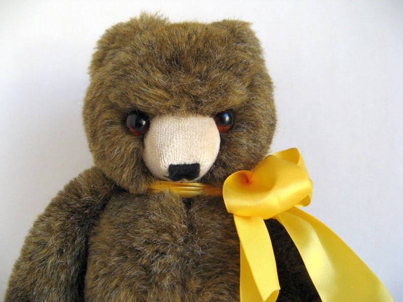 Vintage Teddy Bear by Knickerbocker Creations jointed stuffed animal 1990s Toy Classic Teddy Bear Retro Toy Amber Glass Eyes Plush
