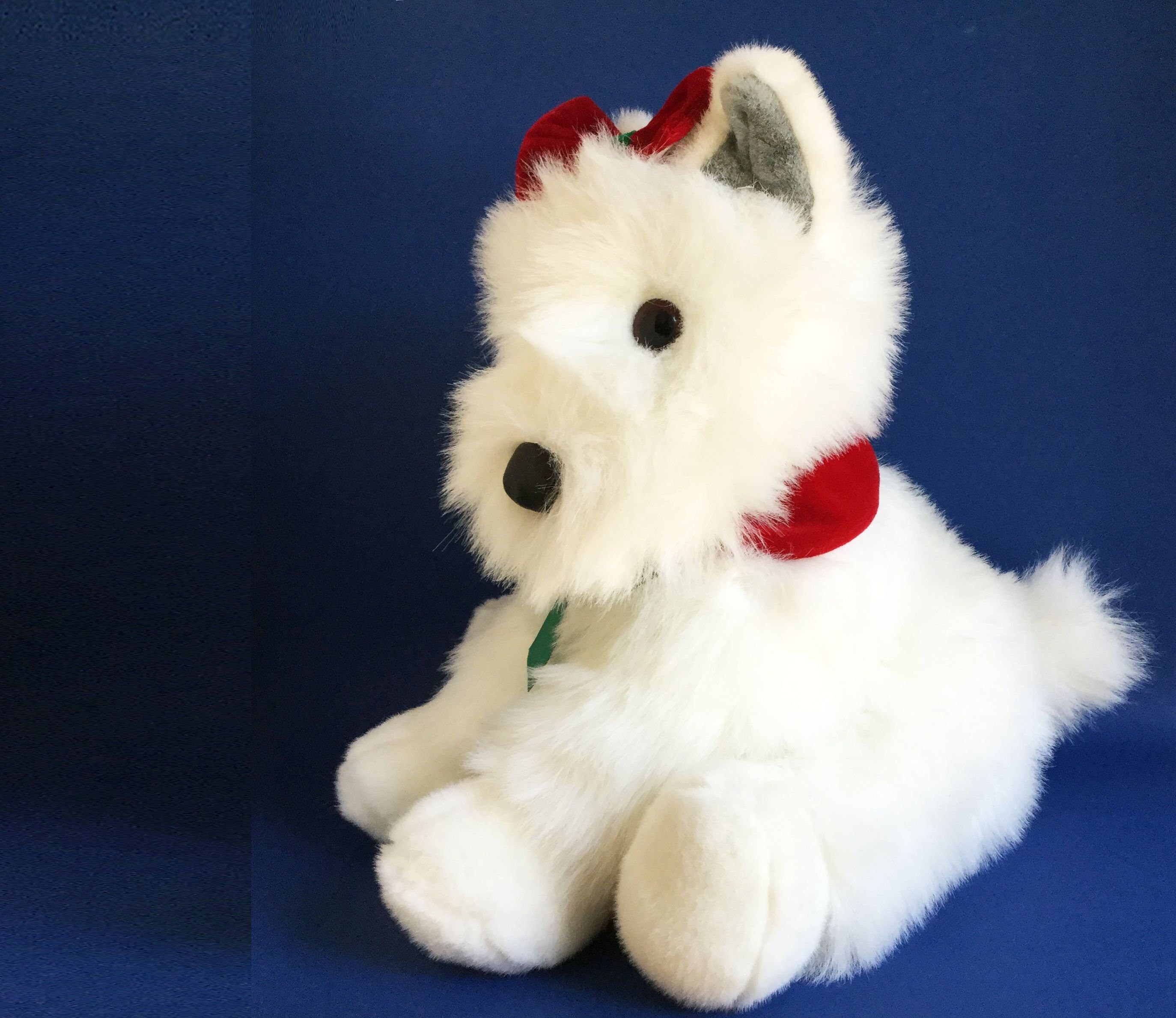Westie Large White Dog Stuffed Animal Velvet Bow Collar | Etsy