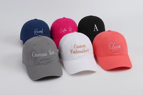 Custom Embroidered Baseball or Trucker Hat: Personalized Text, Vintage Style