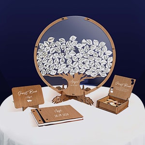 funeral guest book, funeral Guest Book Alternative Custom Wooden Memorial Guest Book: A Personalized Celebration of Life image 5