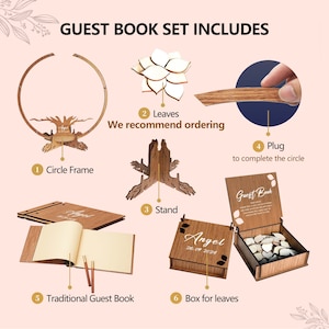 funeral guest book, funeral Guest Book Alternative Custom Wooden Memorial Guest Book: A Personalized Celebration of Life image 6