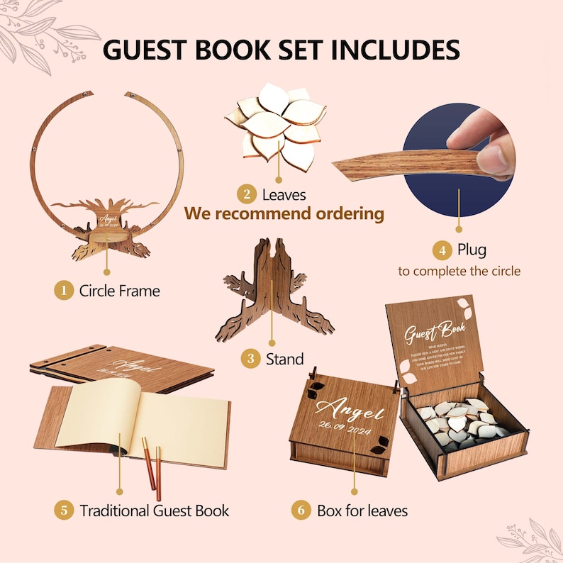 funeral guest book, funeral Guest Book Alternative Custom Wooden Memorial Guest Book: A Personalized Celebration of Life image 6