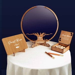 funeral guest book, funeral Guest Book Alternative Custom Wooden Memorial Guest Book: A Personalized Celebration of Life image 7