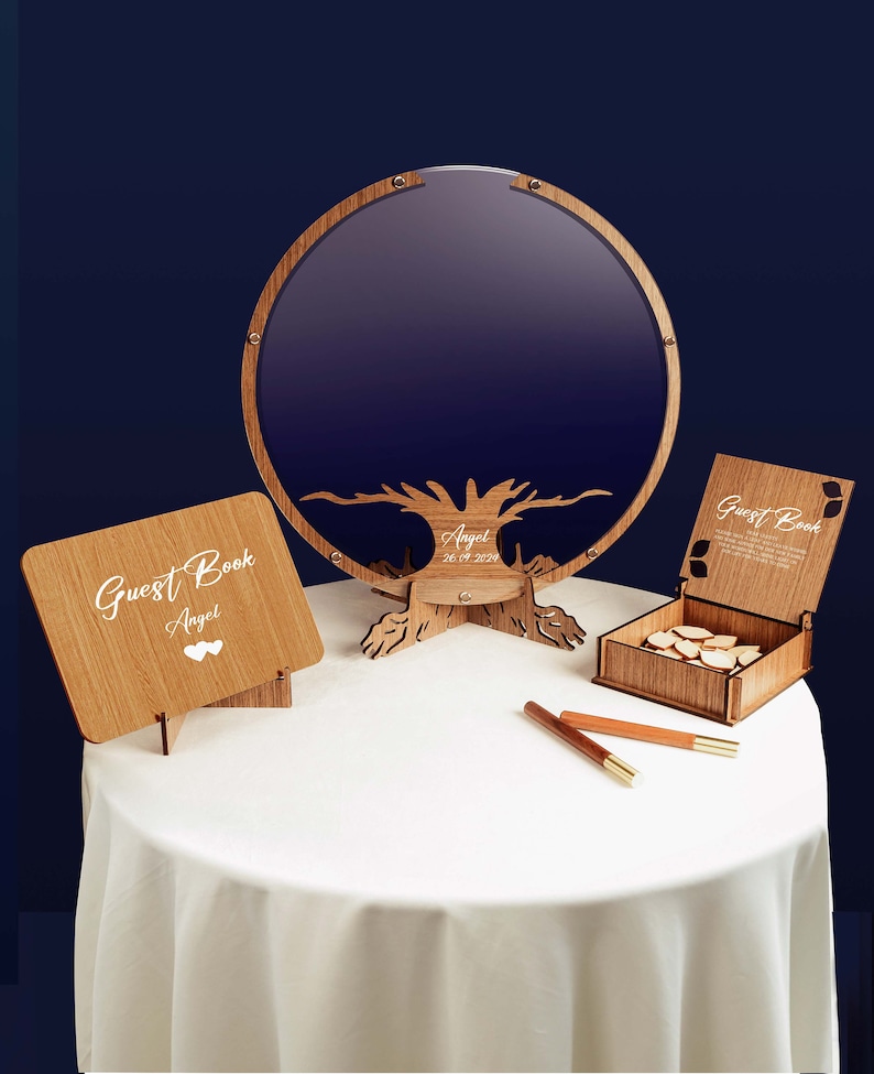 funeral guest book, funeral Guest Book Alternative Custom Wooden Memorial Guest Book: A Personalized Celebration of Life image 7