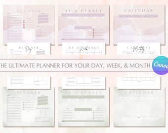 Daily Planner Print, Landscape Planner, Daily Planner Sheets, Daily Planner Undated, Daily Weekly Planner, Weekly Planner, Canva Planner