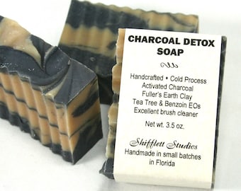 Charcoal Detox Handcrafted Soap with Tea Tree and Benzoin Resin Essential Oil - 3.5 - 4 oz bar