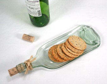 Light Blue Green Wine Bottle Molded Serving Tray Spoon Rest Cork Recycled Eco-Friendly Melted Wine Bottle Foodie gift Wine gift