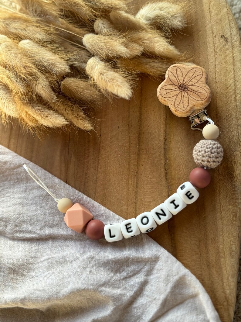 Schnullerkette, personalisierte Schnullerkette, Schnullerkette mit Name, Geburt, Clip, Geschenke zur Geburt, Baby, Junge, Mädchen Bild 1