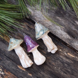 Small Ceramic Mushroom Ornaments: Handmade, Woodland Decor image 3