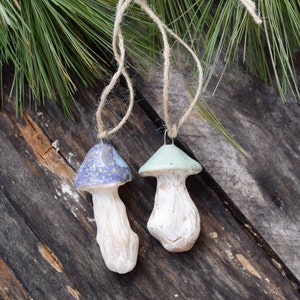 Small Ceramic Mushroom Ornaments: Handmade, Woodland Decor image 7