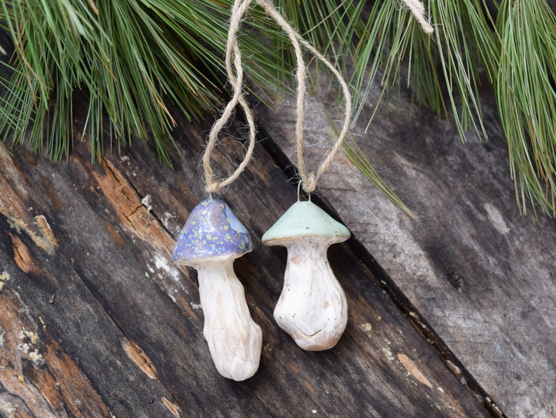 Small Ceramic Mushroom Ornaments: Handmade, Woodland Decor image 7