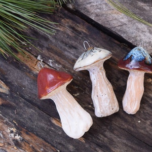 Small Ceramic Mushroom Ornaments: Handmade, Woodland Decor image 6