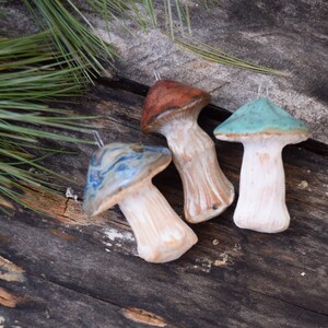 Small Ceramic Mushroom Ornaments: Handmade, Woodland Decor image 5