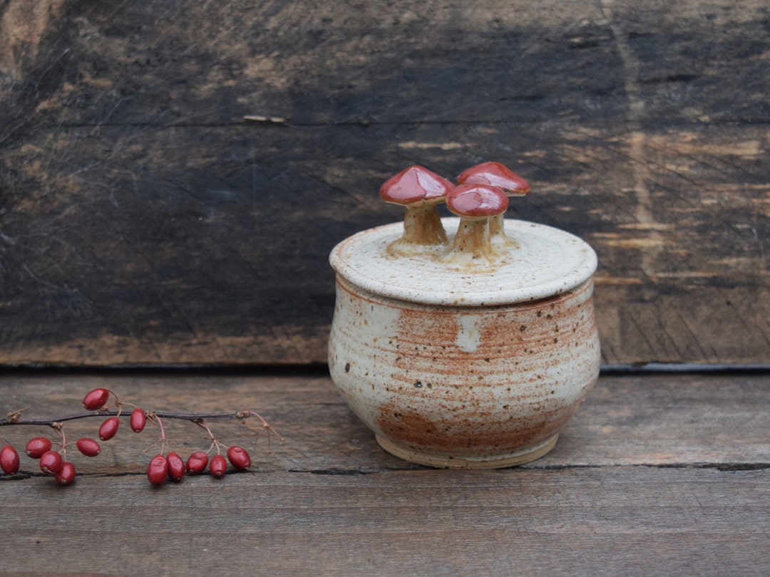 Mini Ceramic Mushroom Jar Trinkets Woodland Décor item 56 Etsy