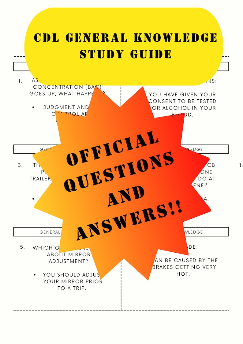 CDL General Knowledge Study Guide (official 2025 Questions and Answers ...