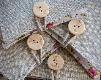 Small Linen Needle Book -  Thread Button