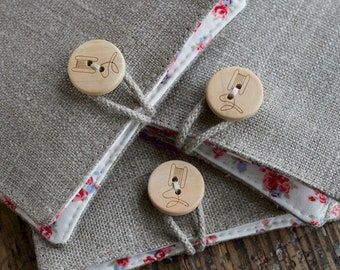 Small Linen Needle Book -  Thread Button