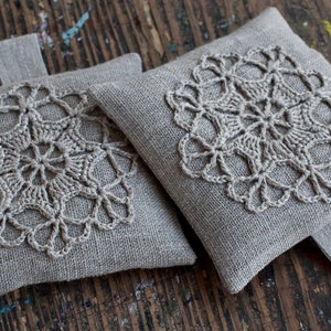 Lavender sachets crochet motif set of 2 image 1