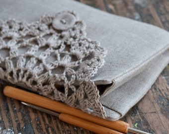 Linen Crochet Hook Case - Holder - Organizer