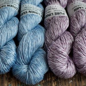 Linen yarn -- light fingering --  blue, purple melange