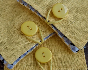 Small Linen Needle Book - yellow