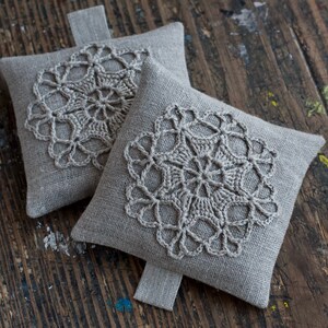 Lavender sachets crochet motif set of 2 image 2